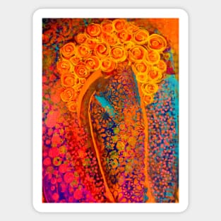 Orange Floral Roses Sticker